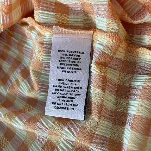 Nanette Lepore Gingham Tie Neck Keyhole 3/4 Sleeve Dress Cottage mini tiered π» - Picture 9 of 10